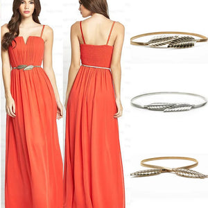 Leaf Shape Belts For Women Wedding Elastic Stretch Skinny Waist Belt
