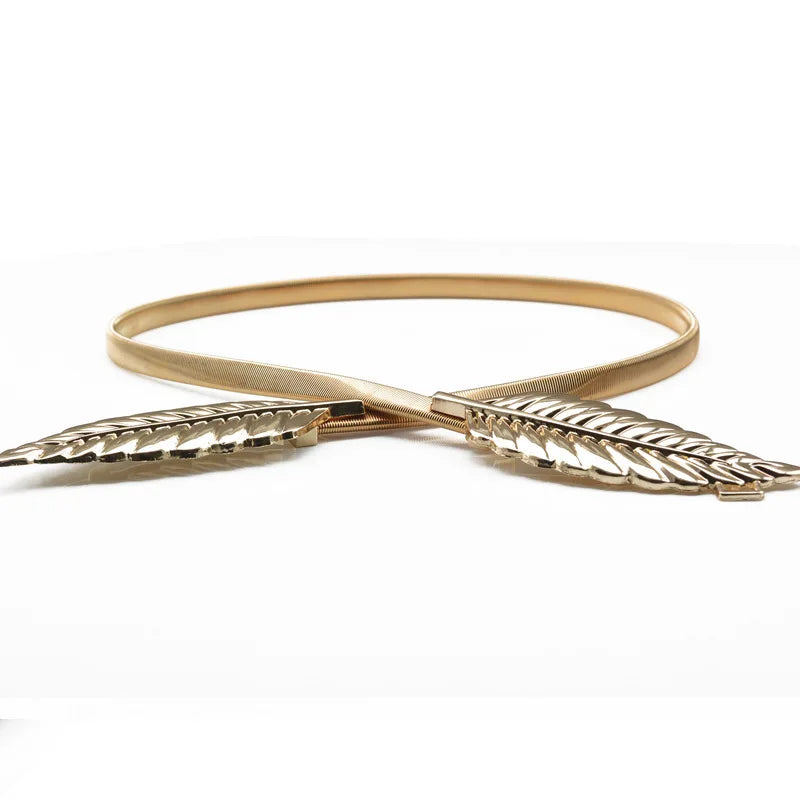 Leaf Shape Belts For Women Wedding Elastic Stretch Skinny Waist Belt