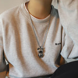 Titanium Steel Doll Robot Pendant Necklace for Men and Women
