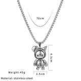 Titanium Steel Doll Robot Pendant Necklace for Men and Women
