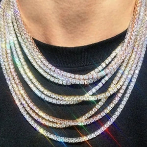 Rhinestone Men's Hip Hop Necklace Ice Tennis Chain Women's Necklace