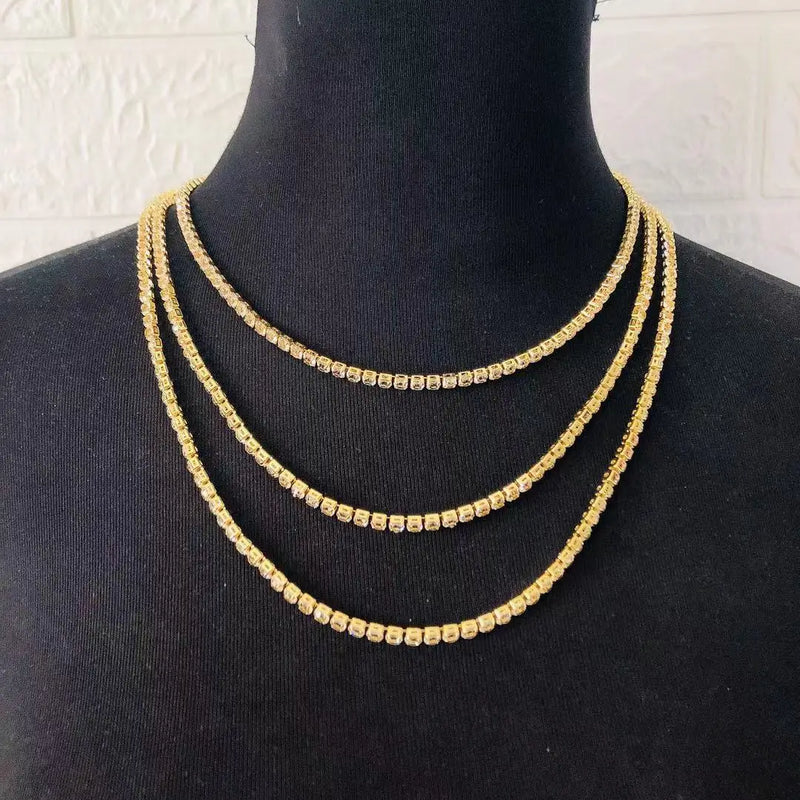 Rhinestone Men's Hip Hop Necklace Ice Tennis Chain Women's Necklace