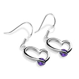 925 Silver Zircon Heart Earrings Danglers Gift