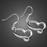 925 Silver Zircon Heart Earrings Danglers Gift