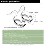 925 Silver Zircon Heart Earrings Danglers Gift