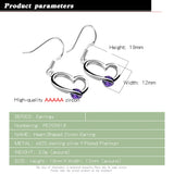925 Silver Zircon Heart Earrings Danglers Gift
