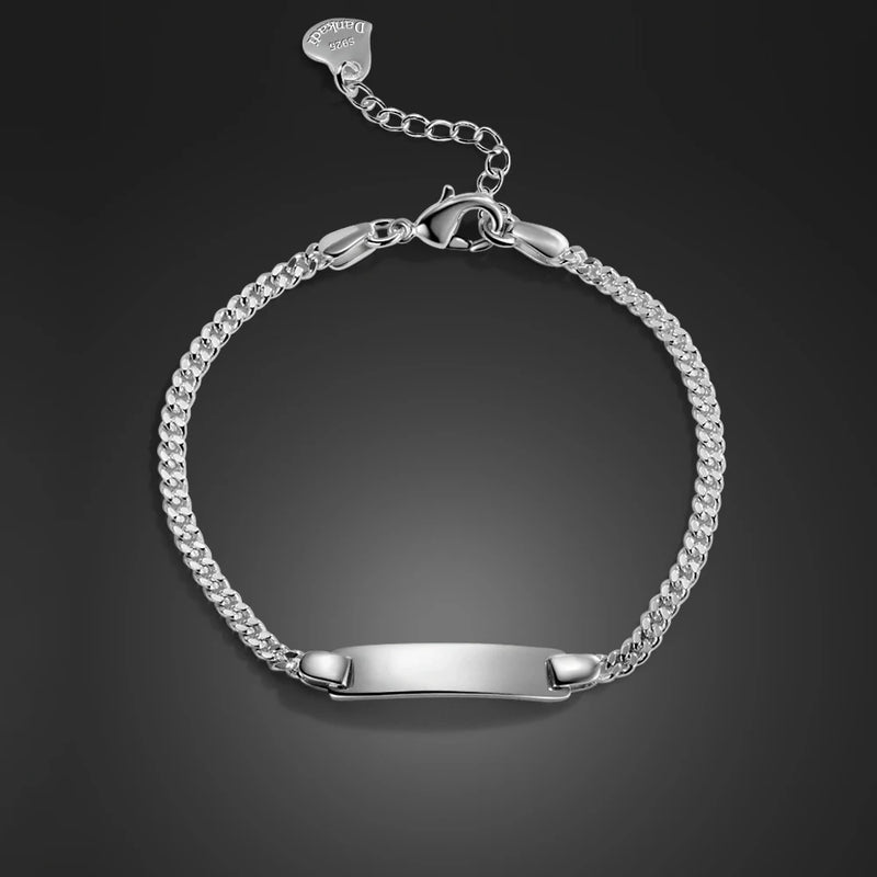 925 Silver Cuban Chain Bracelet for Baby, Men, Women