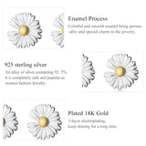 925 Sterling Silver Daisy Flower Stud Earrings Women Jewelry