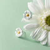 925 Sterling Silver Daisy Flower Stud Earrings Women Jewelry