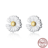 925 Sterling Silver Daisy Flower Stud Earrings Women Jewelry