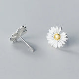 925 Sterling Silver Daisy Flower Stud Earrings Women Jewelry
