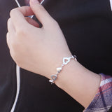 925 Sterling Silver Heart Bracelet Bohemia Hand Jewelry Gift