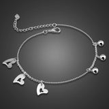 925 Silver Heart Pendant Anklet Beach Sandal Bracelet Foot Jewelry