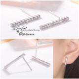 925 Silver T Bar Earrings For Women Ear Studs Fine Jewelry Gift