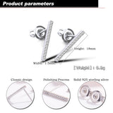 925 Silver T Bar Earrings For Women Ear Studs Fine Jewelry Gift