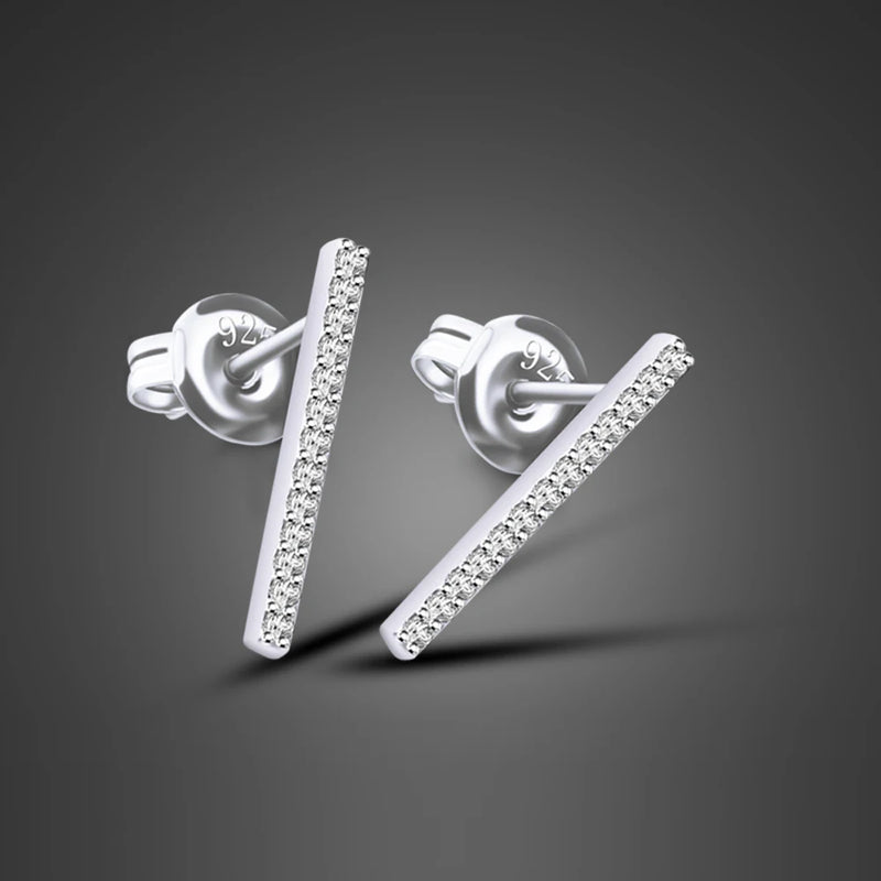 925 Silver T Bar Earrings For Women Ear Studs Fine Jewelry Gift