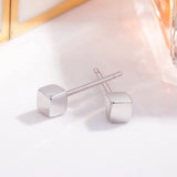 925 Sterling Silver Square Bar Earrings for Women