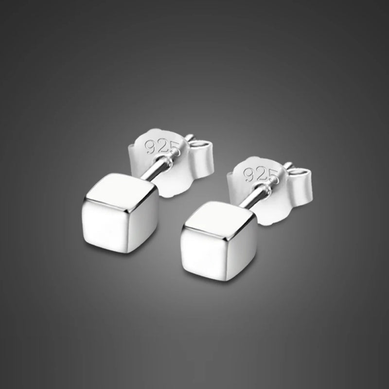 925 Sterling Silver Square Bar Earrings for Women