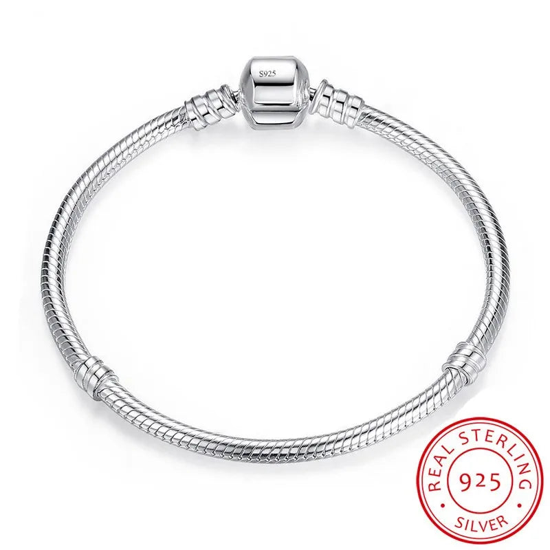 925 Sterling Silver Charm Bracelet Women DIY Beads Jewelry