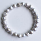 Freshwater Pearl Round Beads Bracelet for Women Men