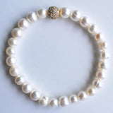 Freshwater Pearl Round Beads Bracelet for Women Men