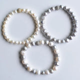 Freshwater Pearl Round Beads Bracelet for Women Men