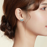S925 Sterling Silver Dragonfly Earrings Zircon Drop Oil Earrings