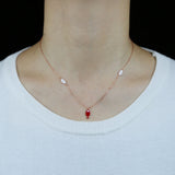 925 Sterling Silver Enamel Red Fish Pendant Necklace Women Party Fine Jewelry