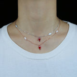 925 Sterling Silver Enamel Red Fish Pendant Necklace Women Party Fine Jewelry