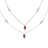 925 Sterling Silver Enamel Red Fish Pendant Necklace Women Party Fine Jewelry