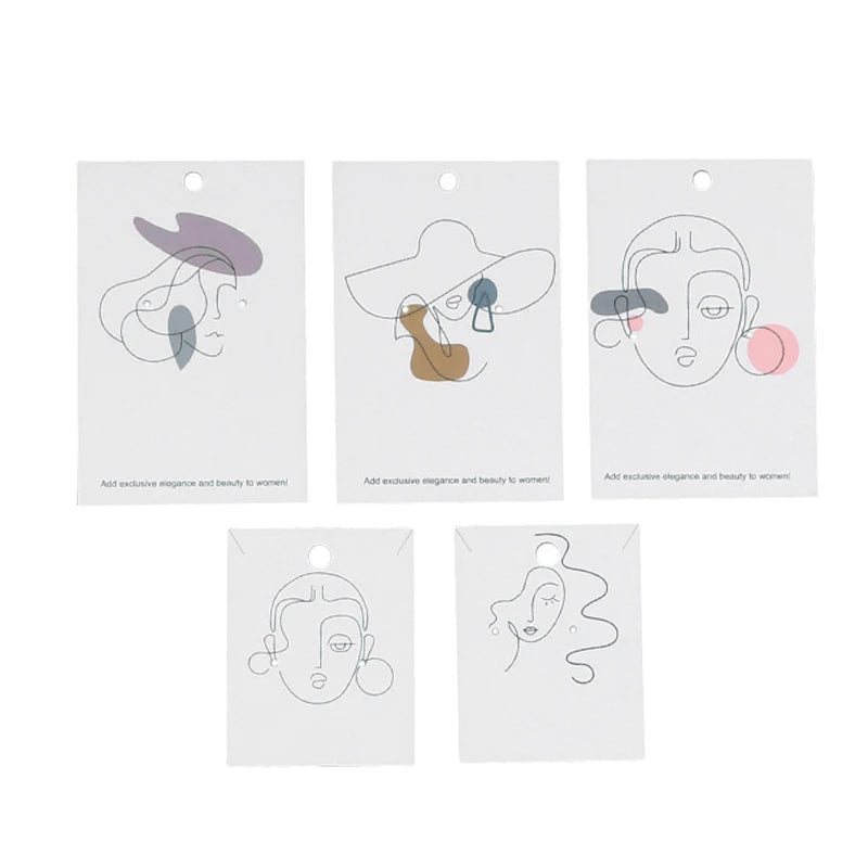 100Pcs Women Pattern Earring Card Necklace Jewelry Packing Tag Holders