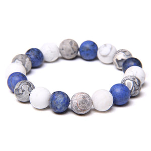 Mixed Natural Stone Bead Bracelet Agate Streche Men Women Jewelry