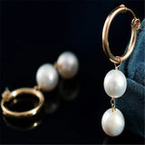 10MM Shell Pearl Dangle Earrings 18KGP Halloween Jewelry