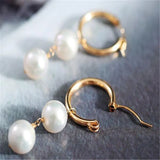 10MM Shell Pearl Dangle Earrings 18KGP Halloween Jewelry