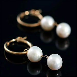10MM Shell Pearl Dangle Earrings 18KGP Halloween Jewelry