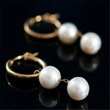 10MM Shell Pearl Dangle Earrings 18KGP Halloween Jewelry