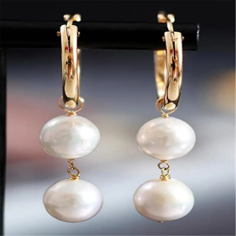 10MM Shell Pearl Dangle Earrings 18KGP Halloween Jewelry
