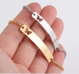 10Pcs Stainless Steel Heart Chain Bracelets DIY Logo Name