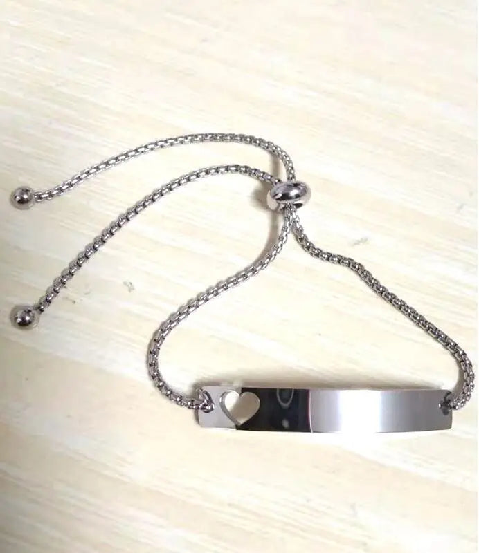 10Pcs Stainless Steel Heart Chain Bracelets DIY Logo Name