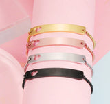 10Pcs Stainless Steel Heart Chain Bracelets DIY Logo Name