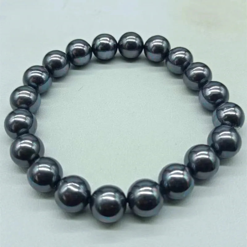 10mm Rainbow Shell Pearl Stretch Bracelet 7.5in Women's Jewelry