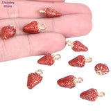 10pcs 3D Strawberry Fruit Charms Pendant Beads DIY Jewelry Finding Gift