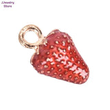 10pcs 3D Strawberry Fruit Charms Pendant Beads DIY Jewelry Finding Gift