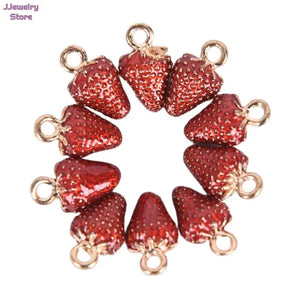 10pcs 3D Strawberry Fruit Charms Pendant Beads DIY Jewelry Finding Gift