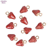 10pcs 3D Strawberry Fruit Charms Pendant Beads DIY Jewelry Finding Gift