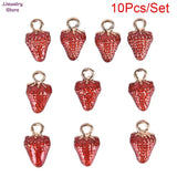 10pcs 3D Strawberry Fruit Charms Pendant Beads DIY Jewelry Finding Gift
