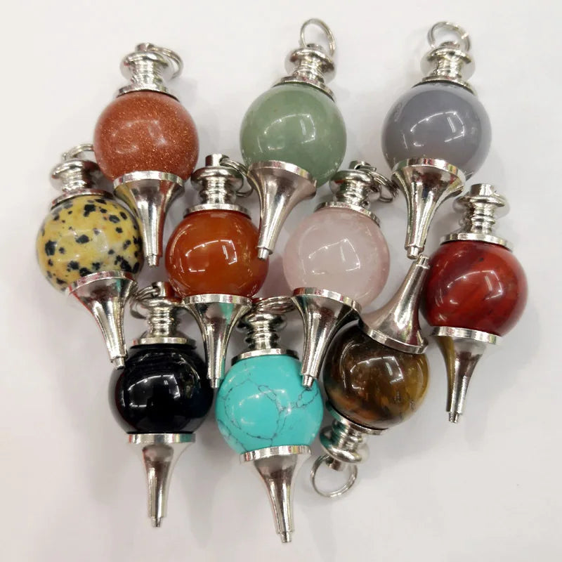 10pcs Natural Stone Crystal Agates Balance Reiki Dowsing Pendulum