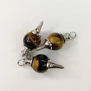 Natural Tiger Eye Reiki Dowsing Pendulum Charm Pendant