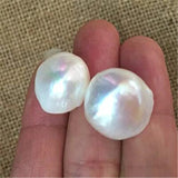 11-12mm Baroque Pearl Earrings 18k Ear Stud Gift Flawless Aurora