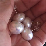 11-12mm Baroque Pearl Earrings 18k Ear Stud Gift Flawless Aurora